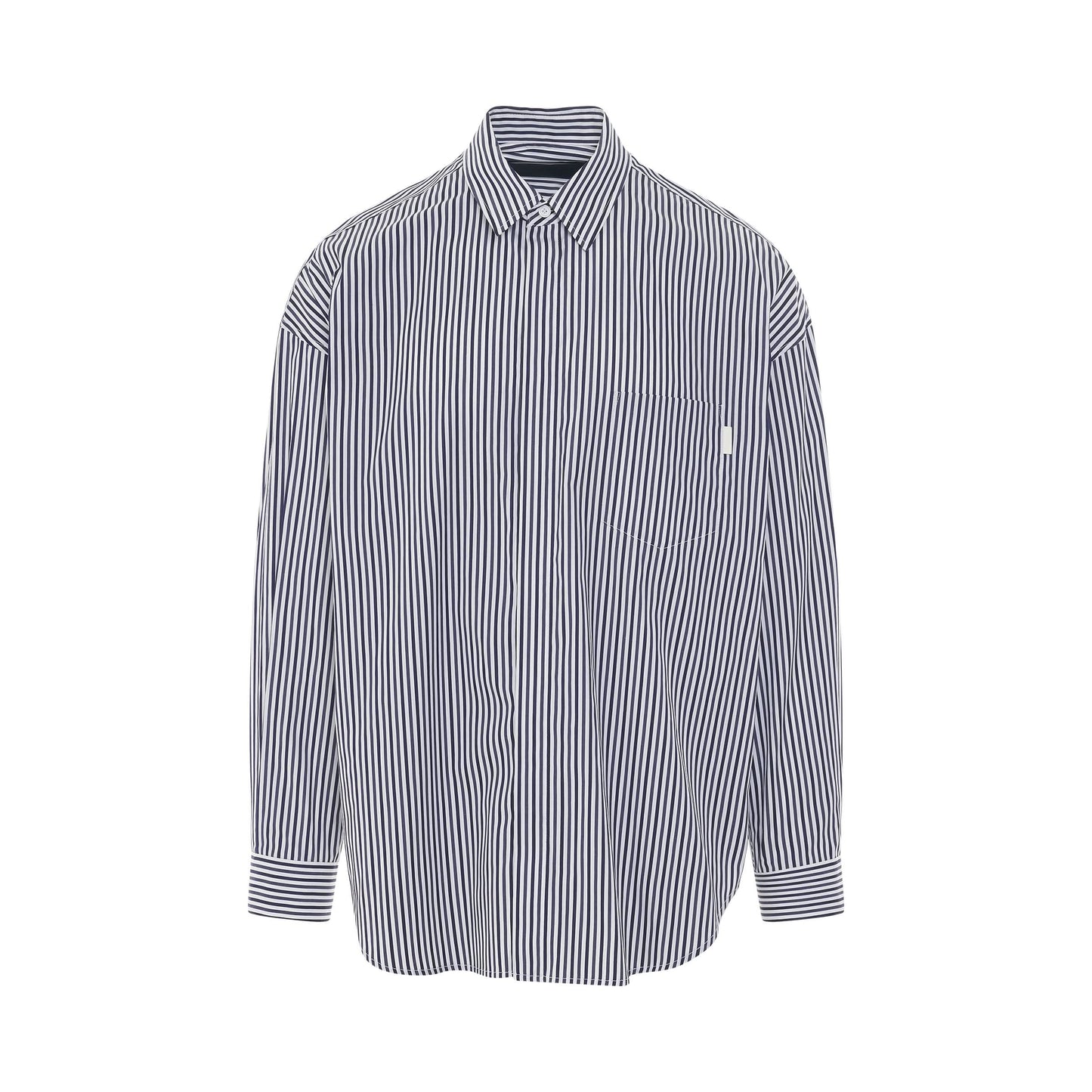 Striped Cotton Shirt in Navy