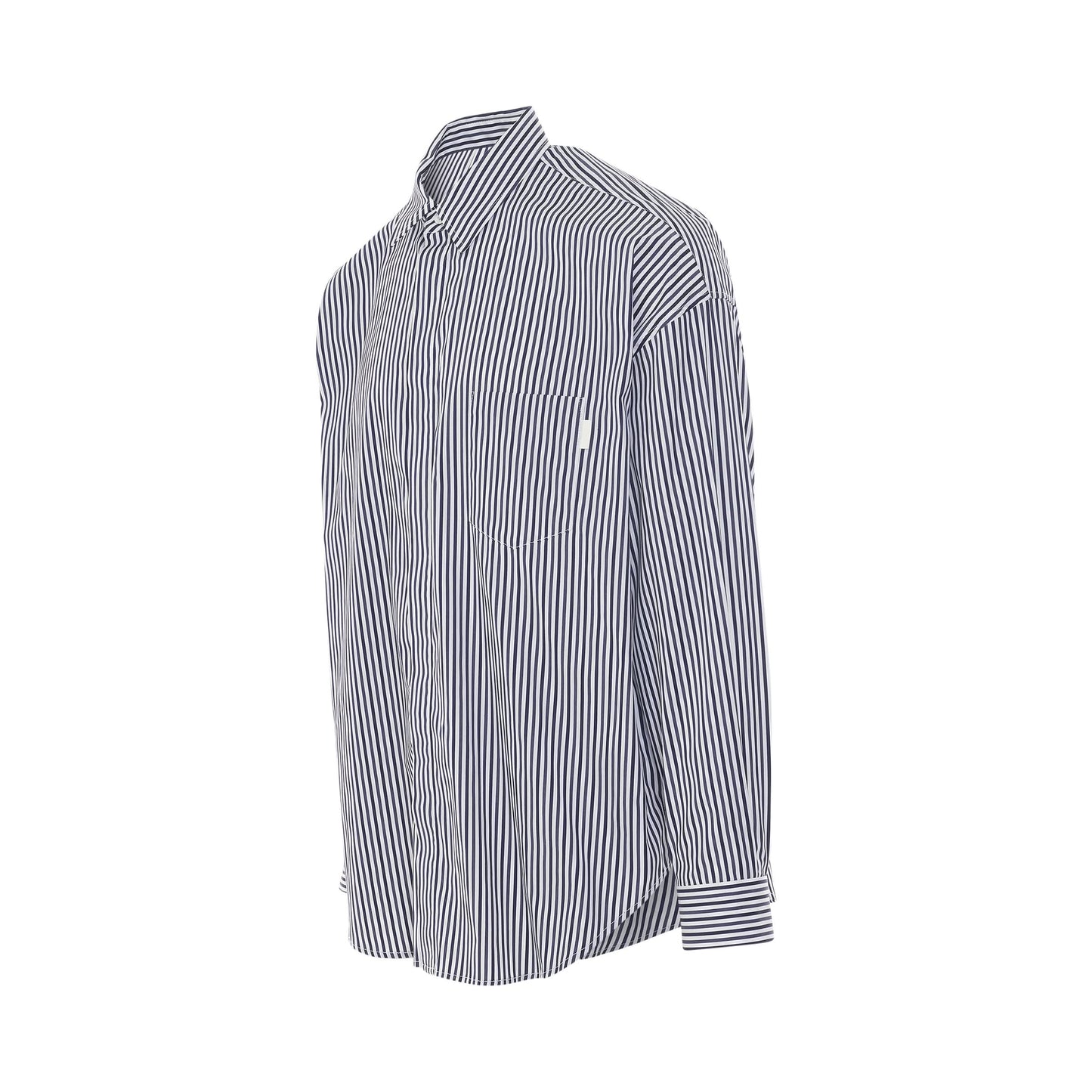 Striped Cotton Shirt in Navy