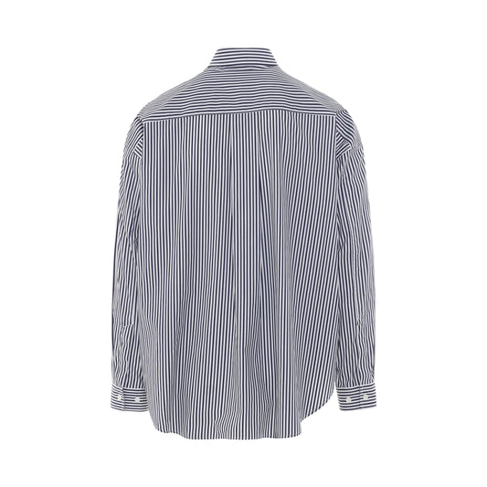 Striped Cotton Shirt in Navy