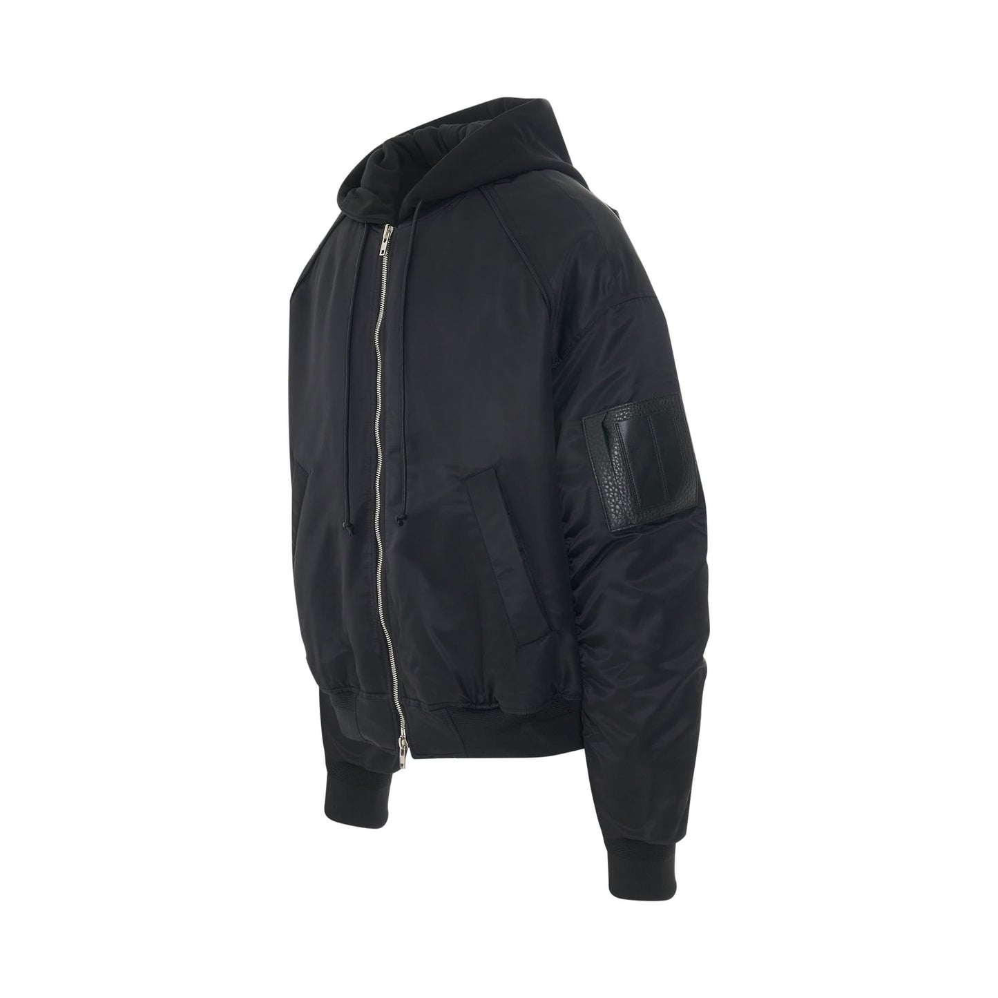 Hooded Bomber Jacket in Black