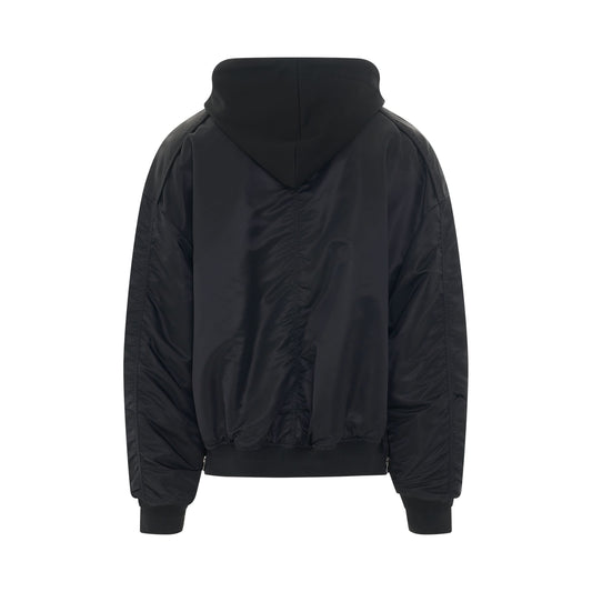 Hooded Bomber Jacket in Black