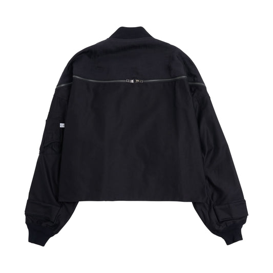 Iconic Zipper MA-1 Bomber Jacket in Black