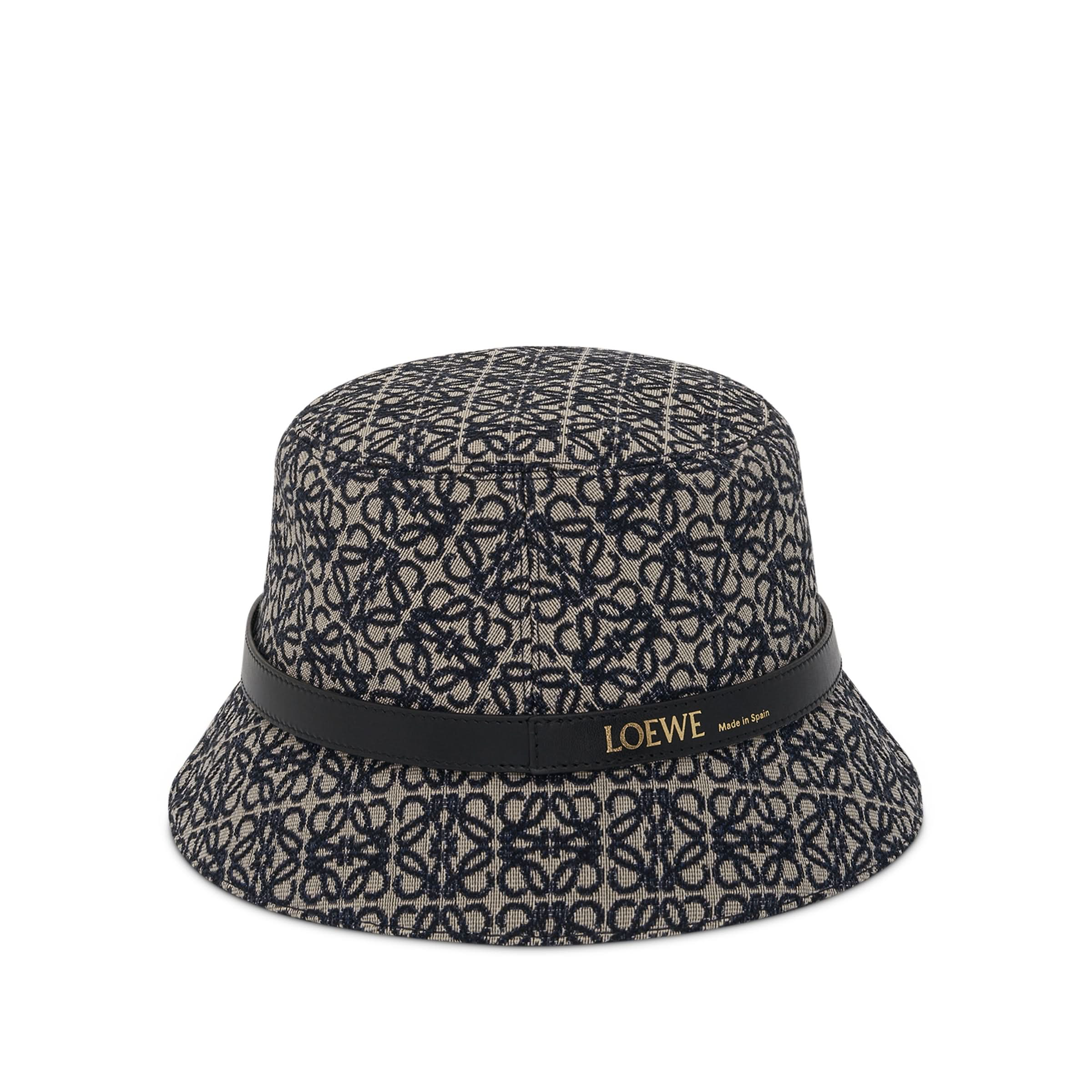 Anagram Jacquard and Calf Bucket Hat in Navy