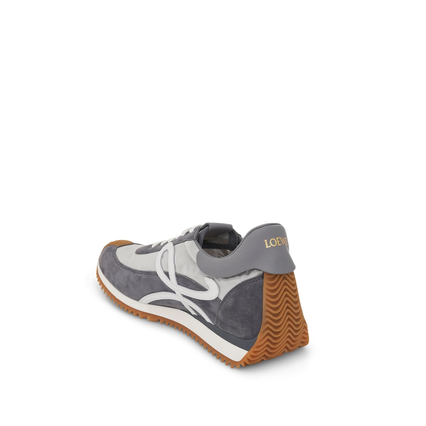 Flow Runner in Nylon and Calfskin in Silver/Grey