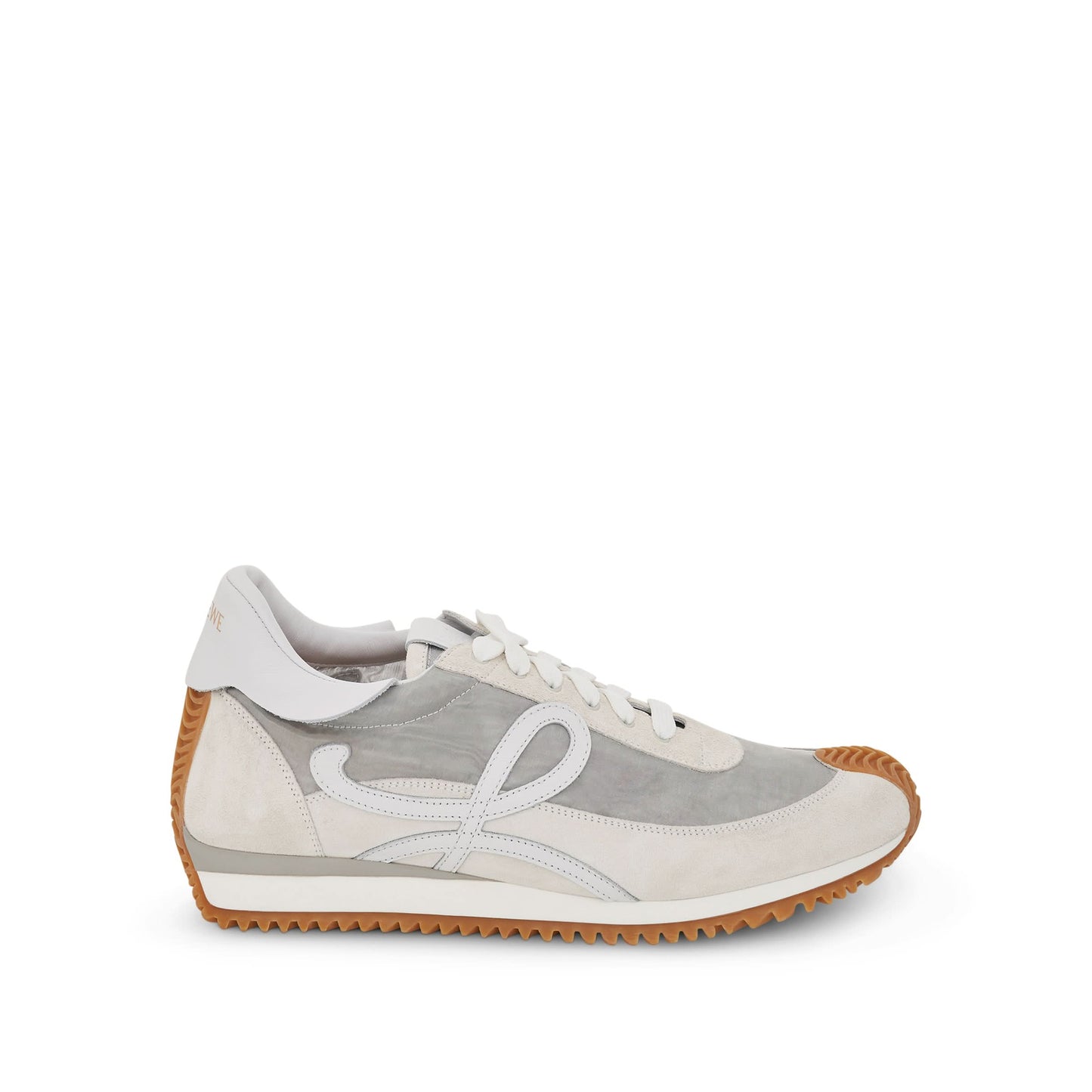 Flow Runner in Nylon and Calfskin in Silver/White