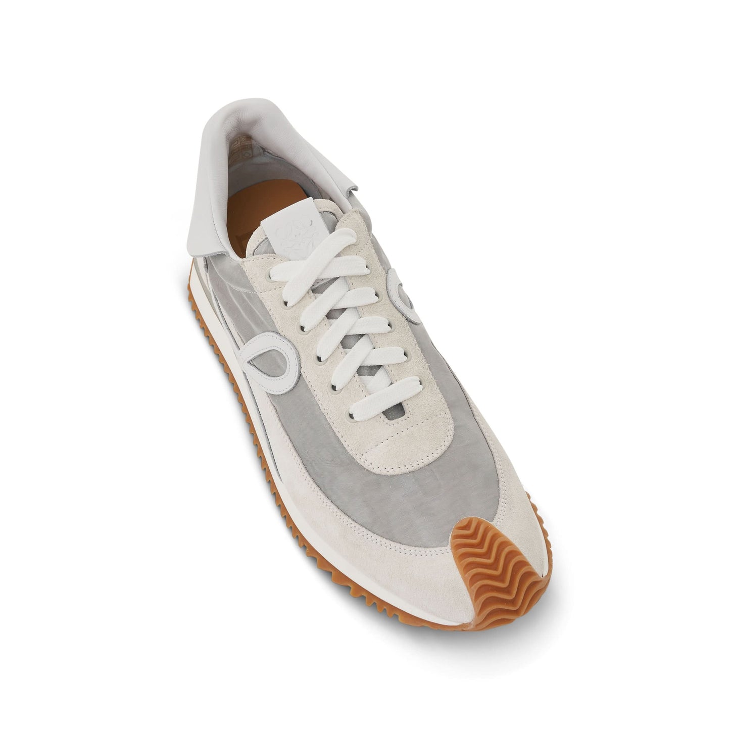 Flow Runner in Nylon and Calfskin in Silver/White