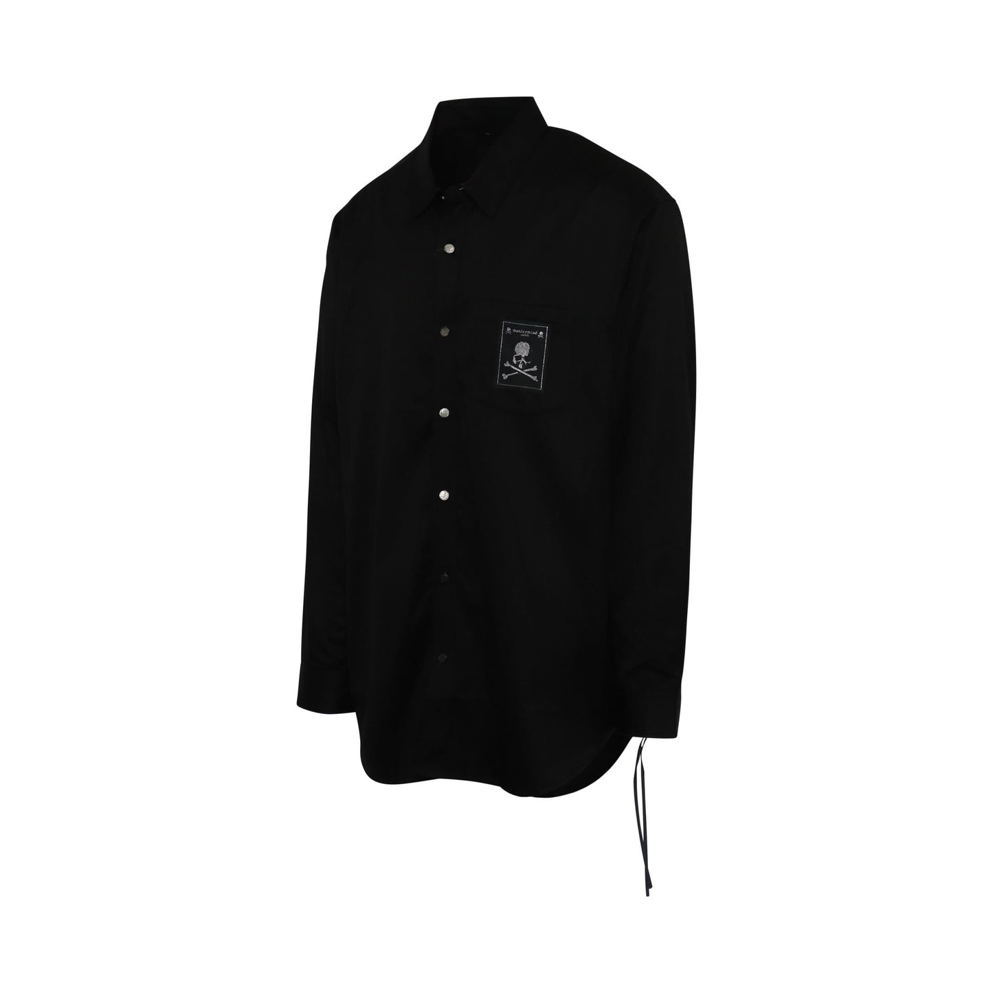 Printed Logo And Skull Satin Shirt in Black