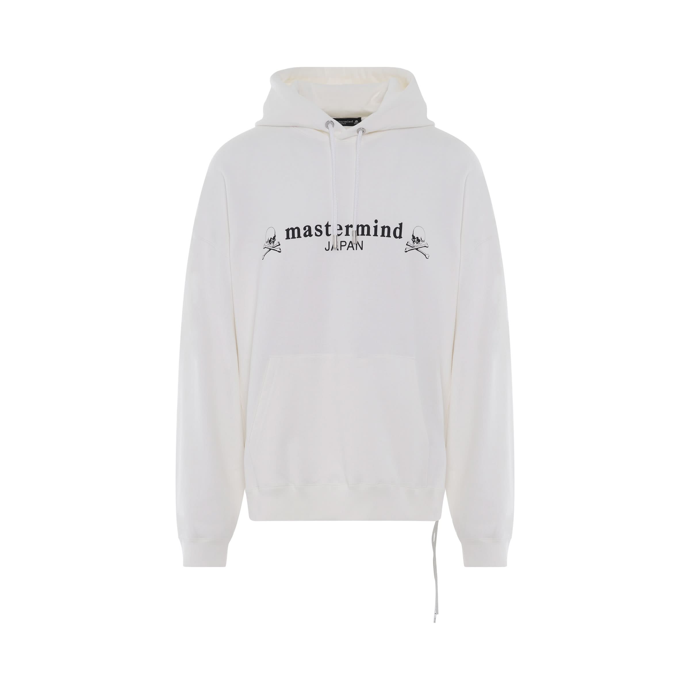 Logo And Skull Boxy Fit Hoodie in White