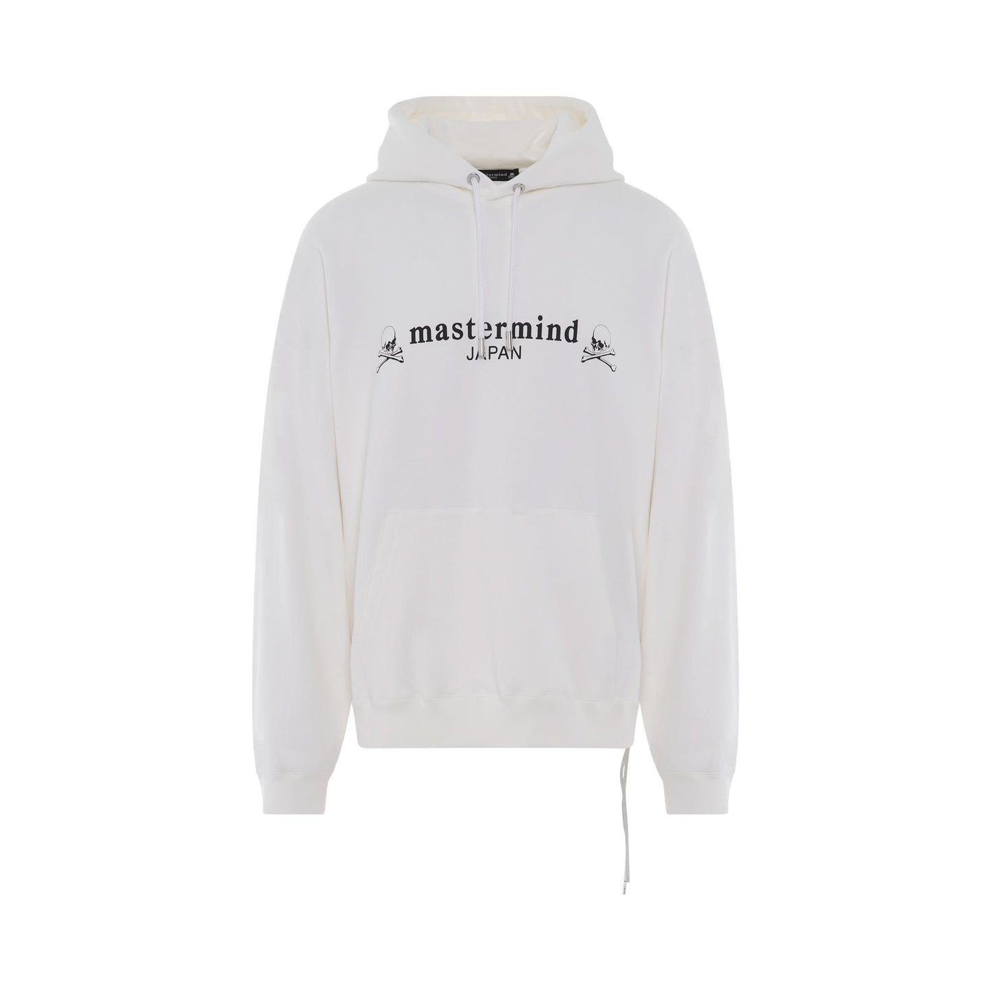 Logo And Skull Boxy Fit Hoodie in White