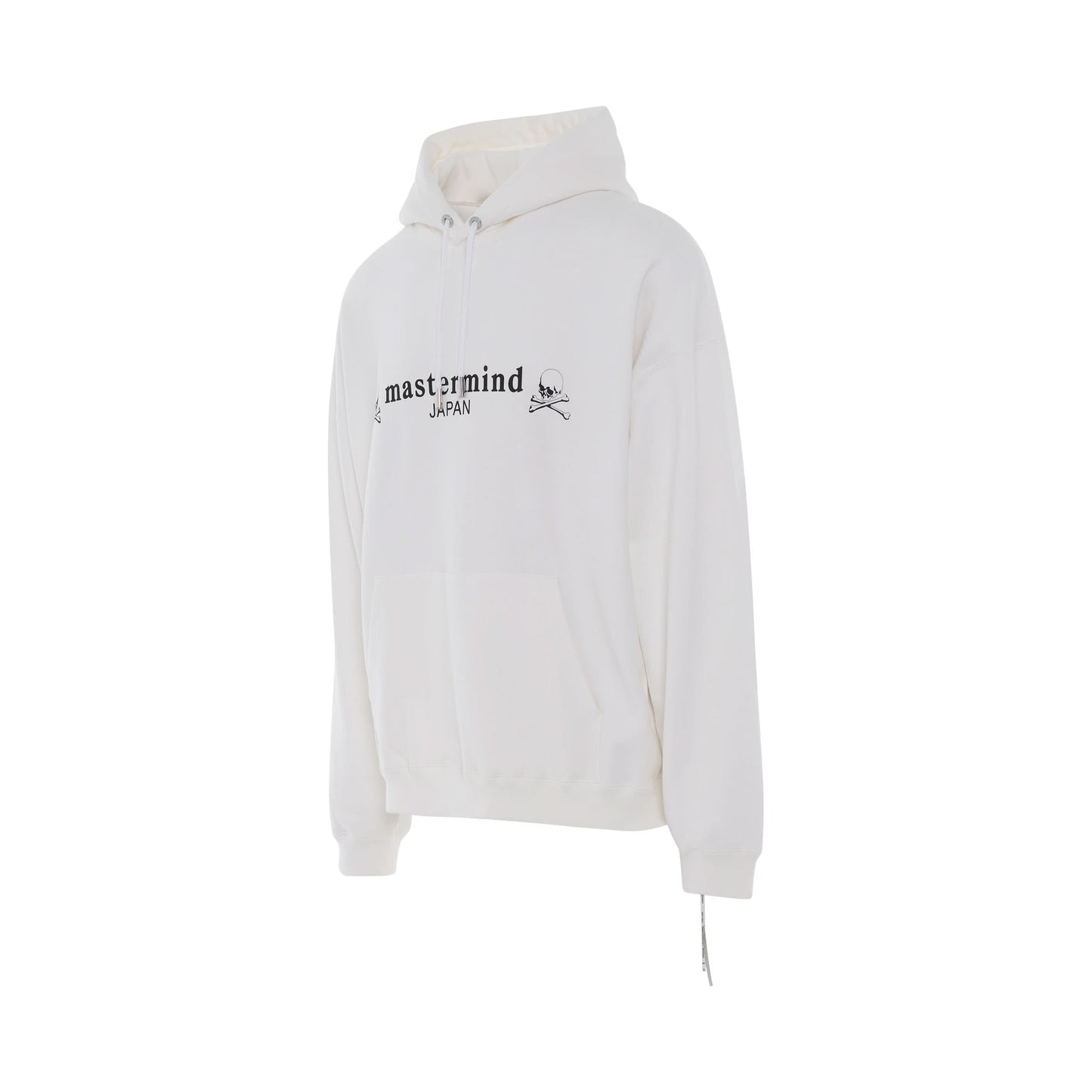 Logo And Skull Boxy Fit Hoodie in White