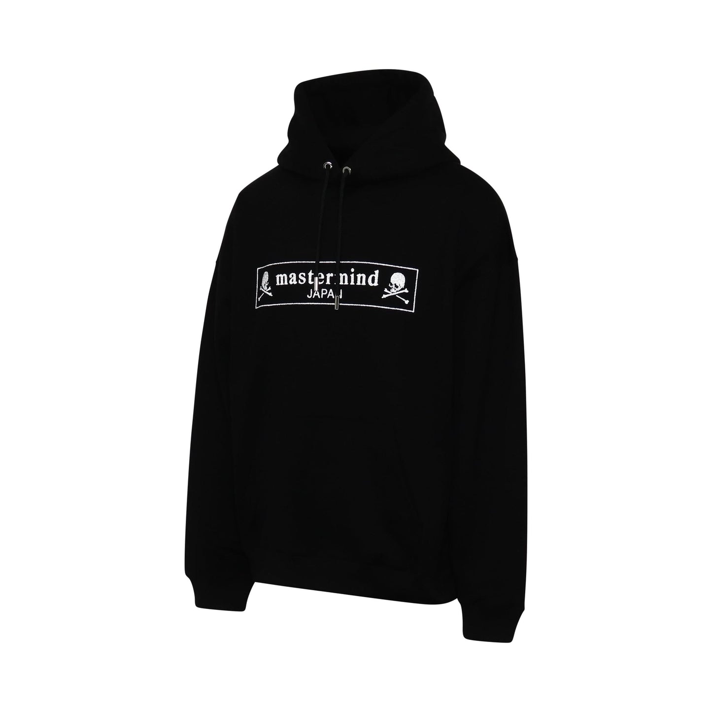 Boxed Logo Glass Beads Boxy Fit Hoodie in Black