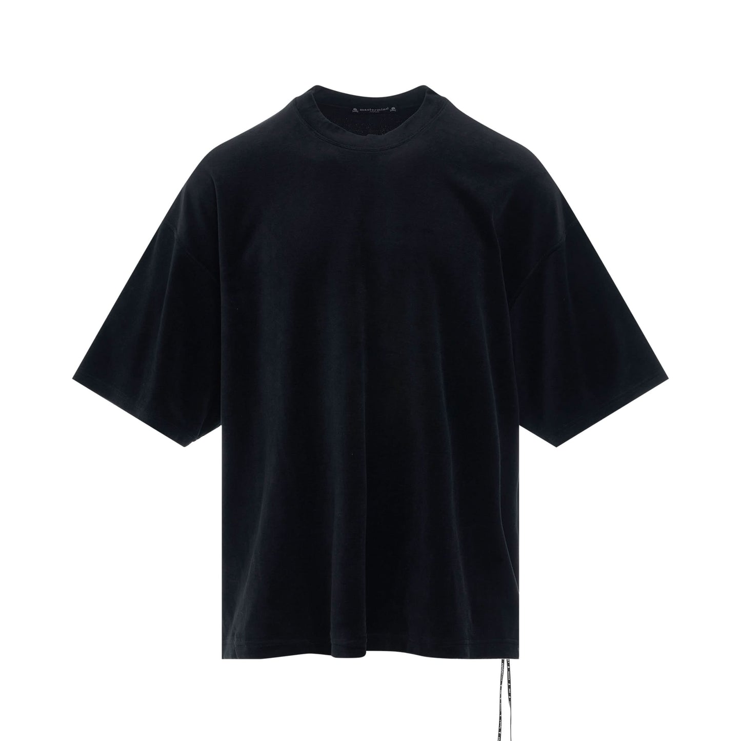 Bleached Circle Logo Velour Boxy Fit T-Shirt in Black