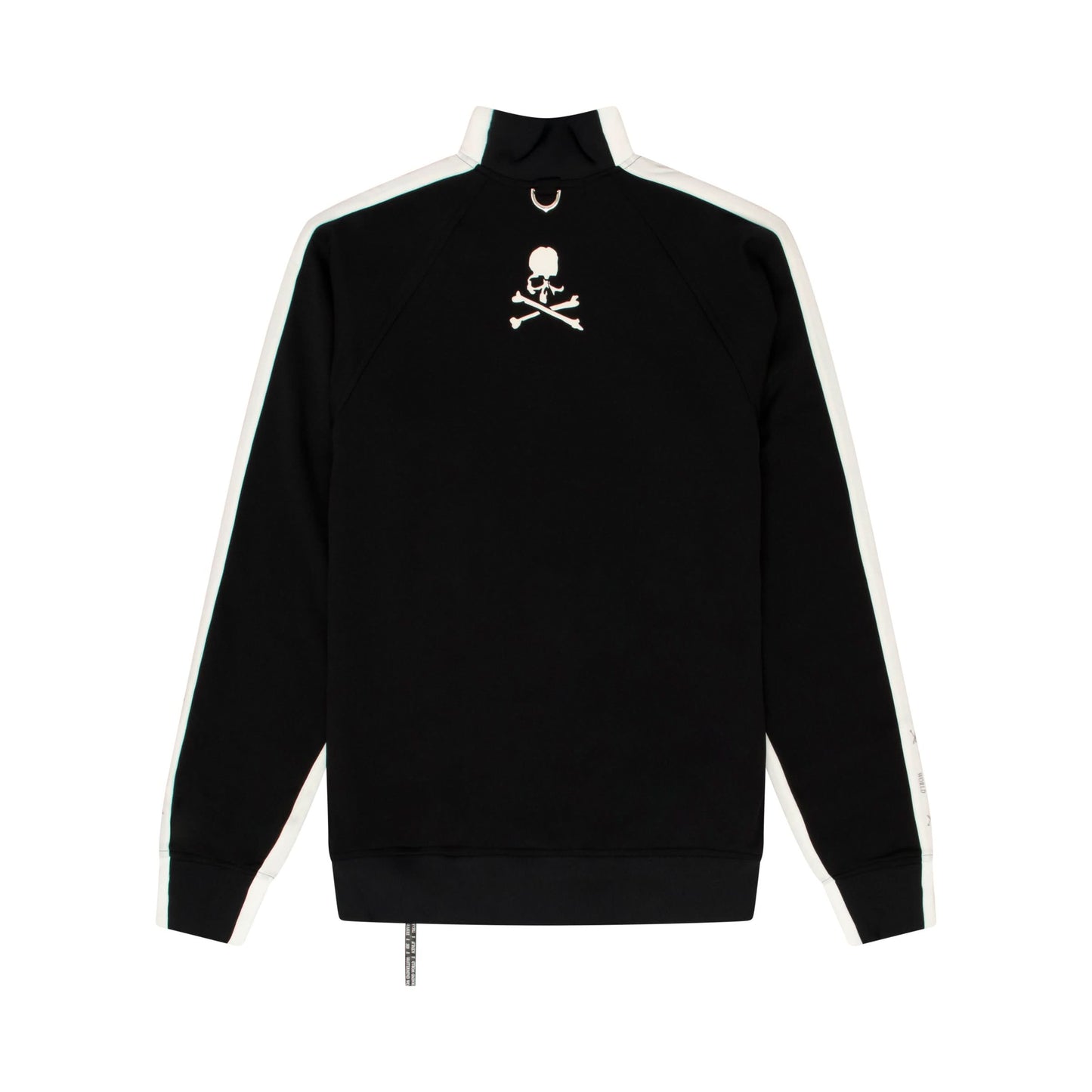 Long Sleeve Skull Print Track Jacket in Black