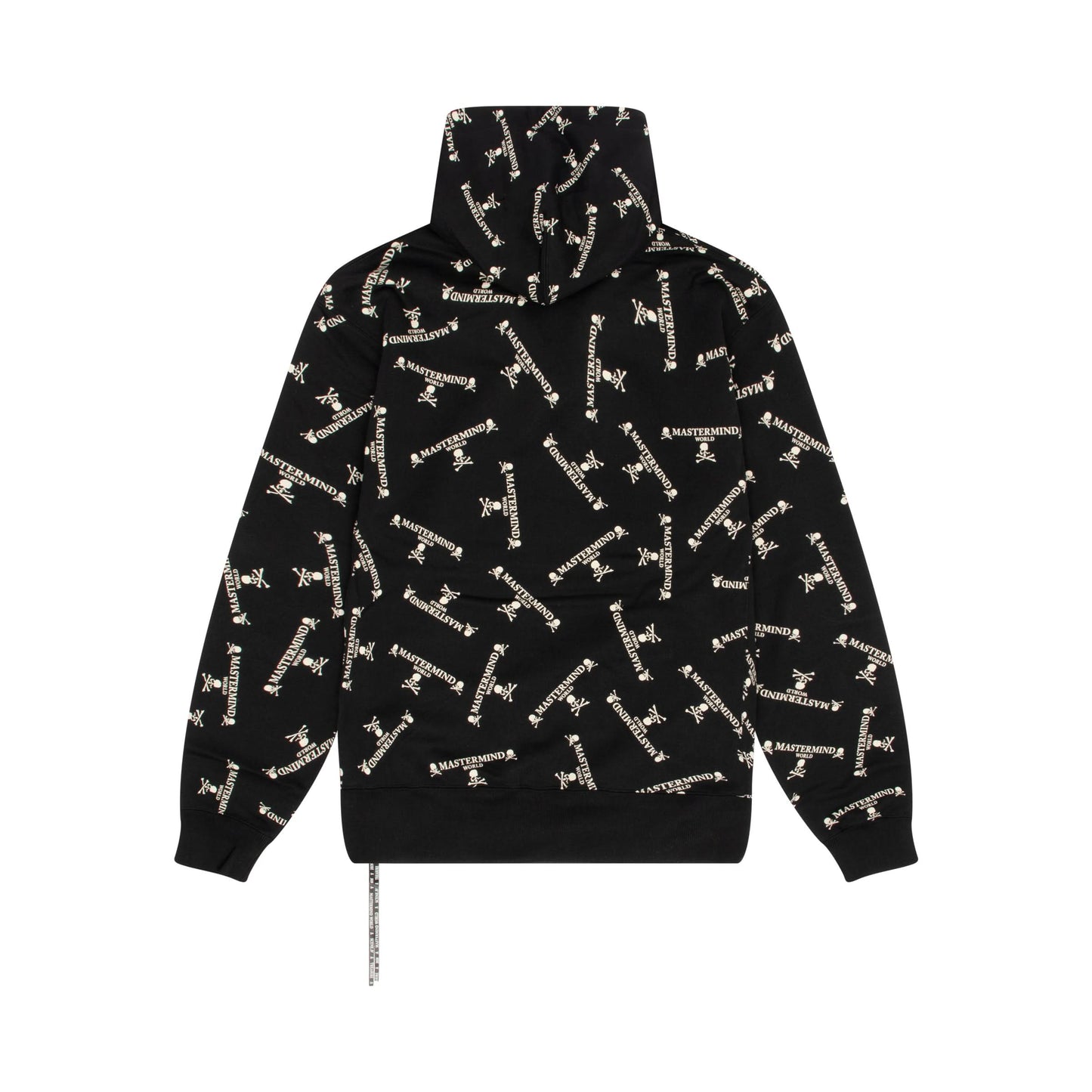 Long Sleeve Allover Logo Hoodie in Black