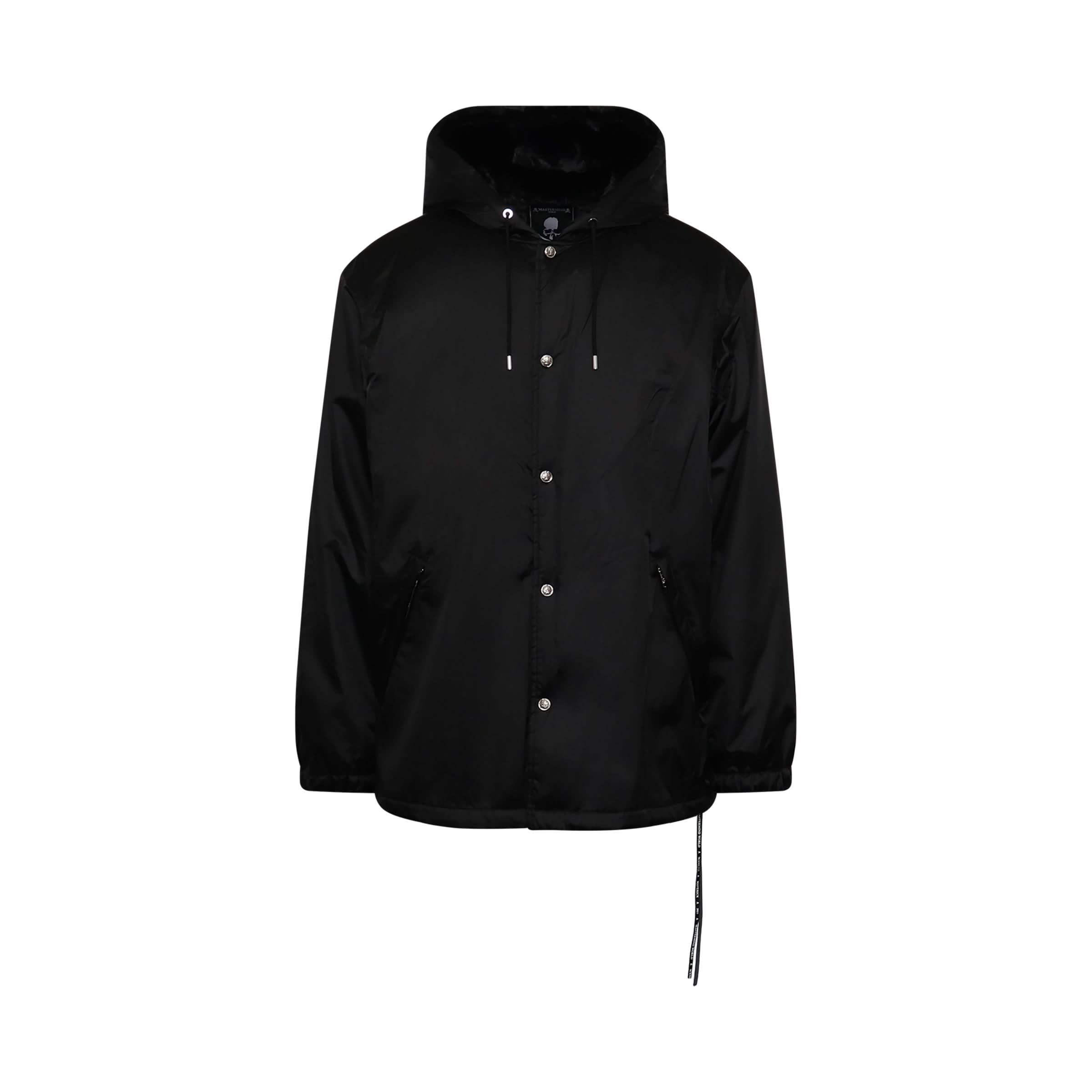 Nylon Hooded Coach Jacket in Black