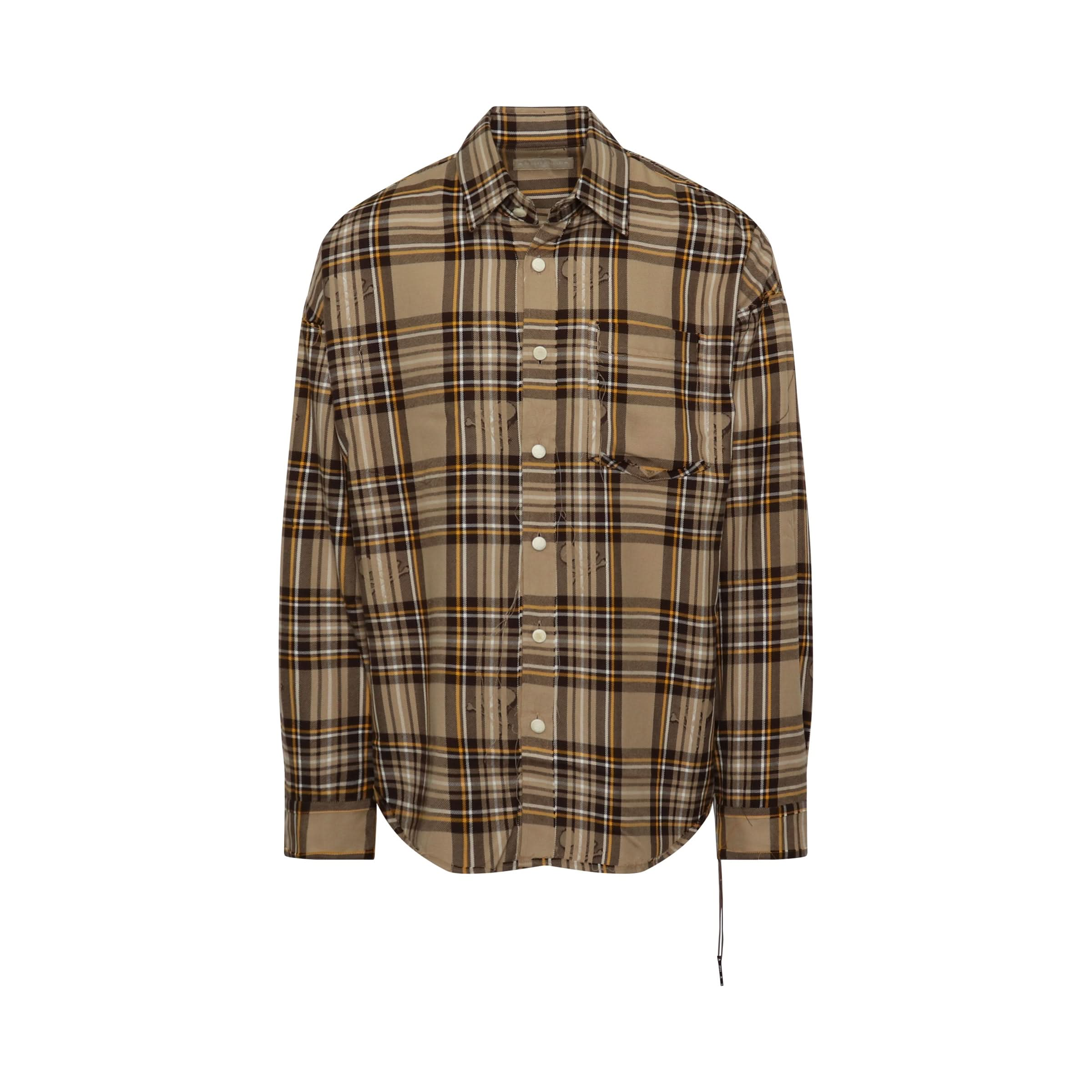 Reversible Plaid Emboidered Logo Shirt in Sand