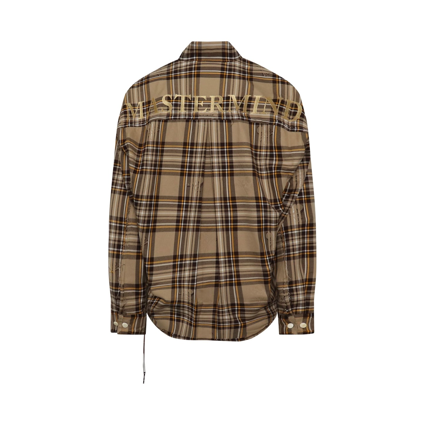 Reversible Plaid Emboidered Logo Shirt in Sand