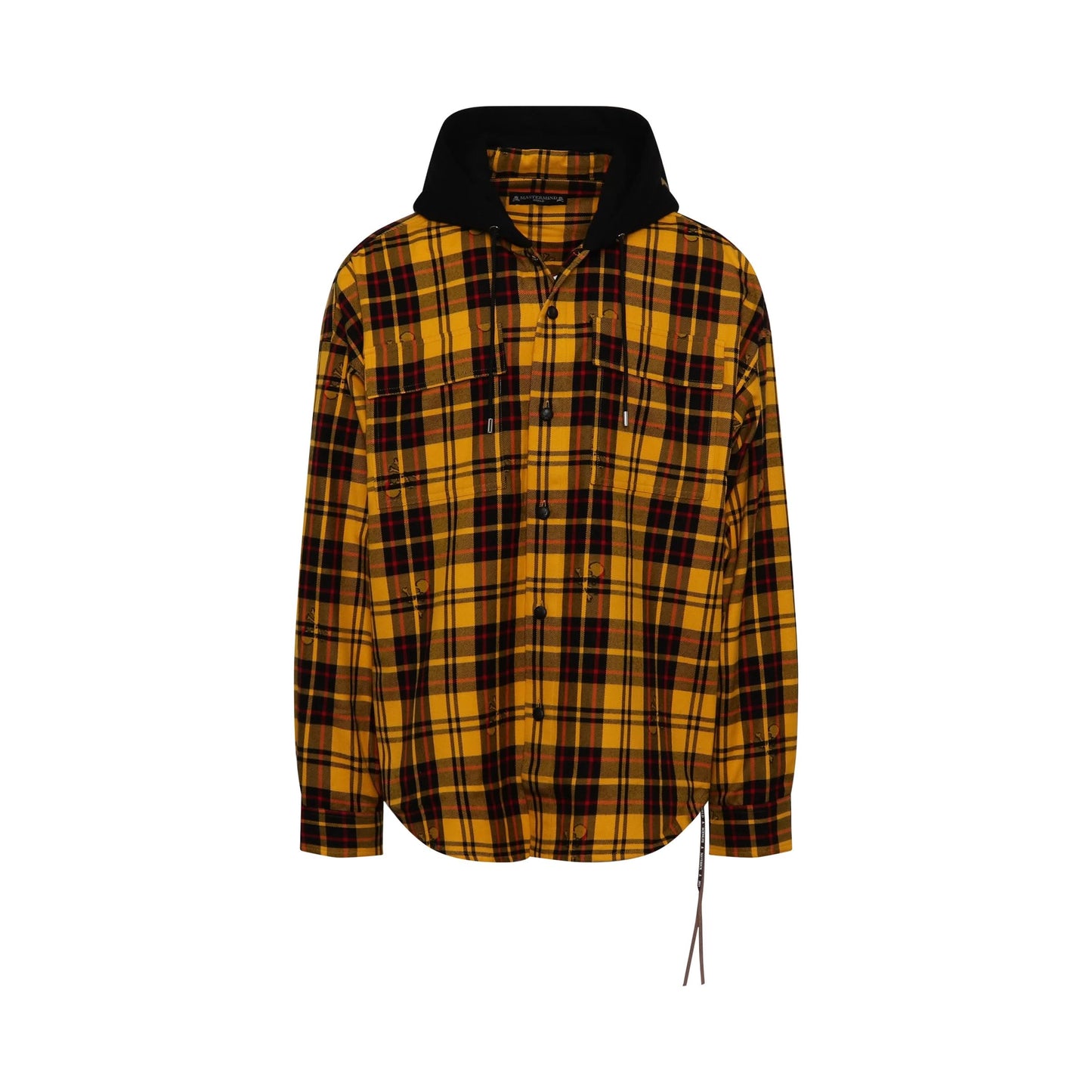 Hooded Plaid Emboidered Logo Shirt in Yellow