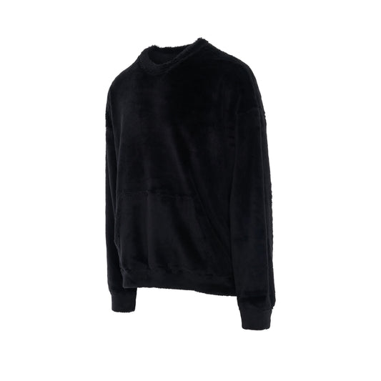 Sherpa Patchworked Skull Boxy Fit Sweatshirt in Black