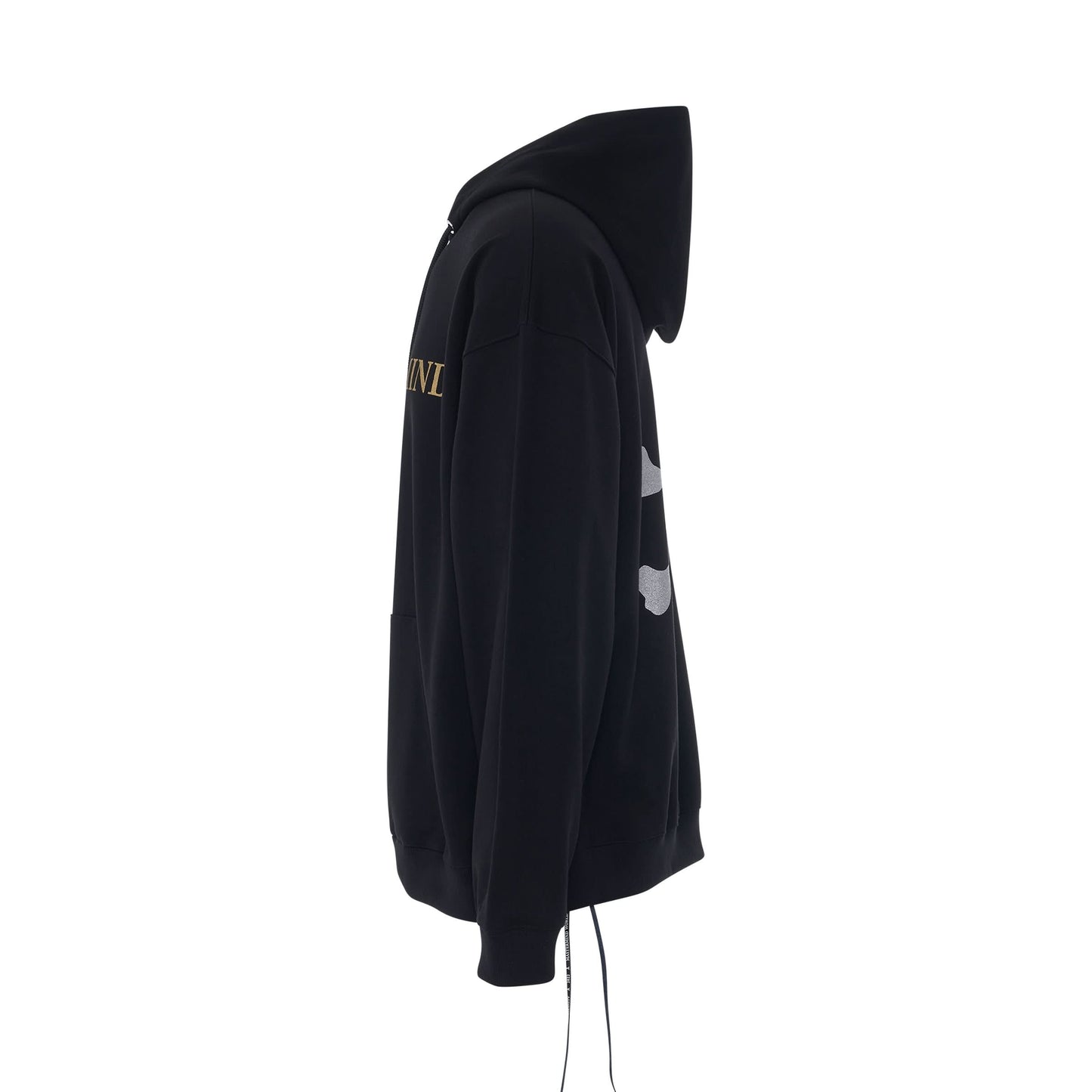 Rubber Logo Boxy Fit Hoodie in Black