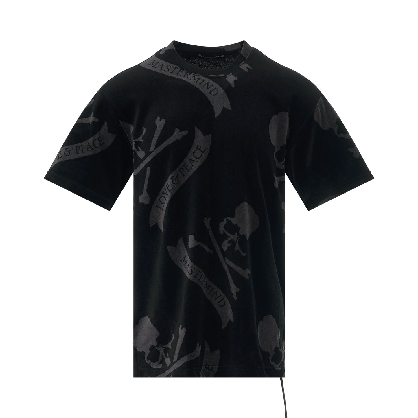 All-Over Skull Velour T-Shirt in Black