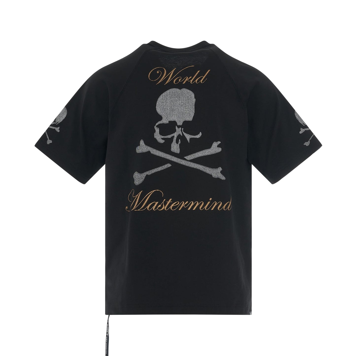 Embroidered Printed Skull T-Shirt in Black