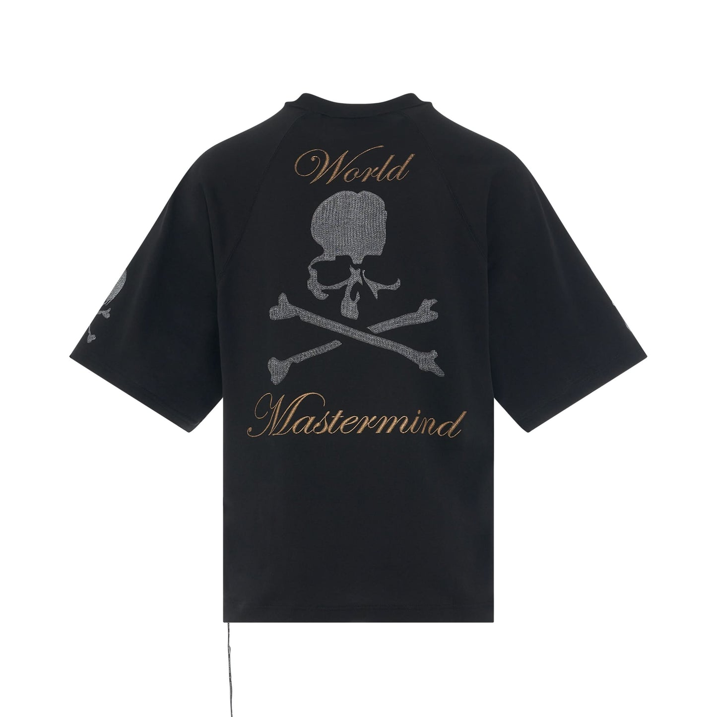 Embroidered Printed Skull Boxy Fit T-Shirt in Black