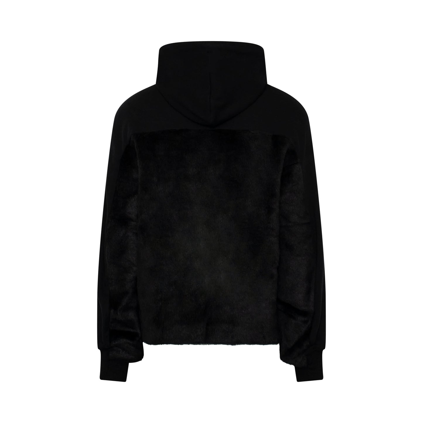 Faux Fur Hoodie in Black