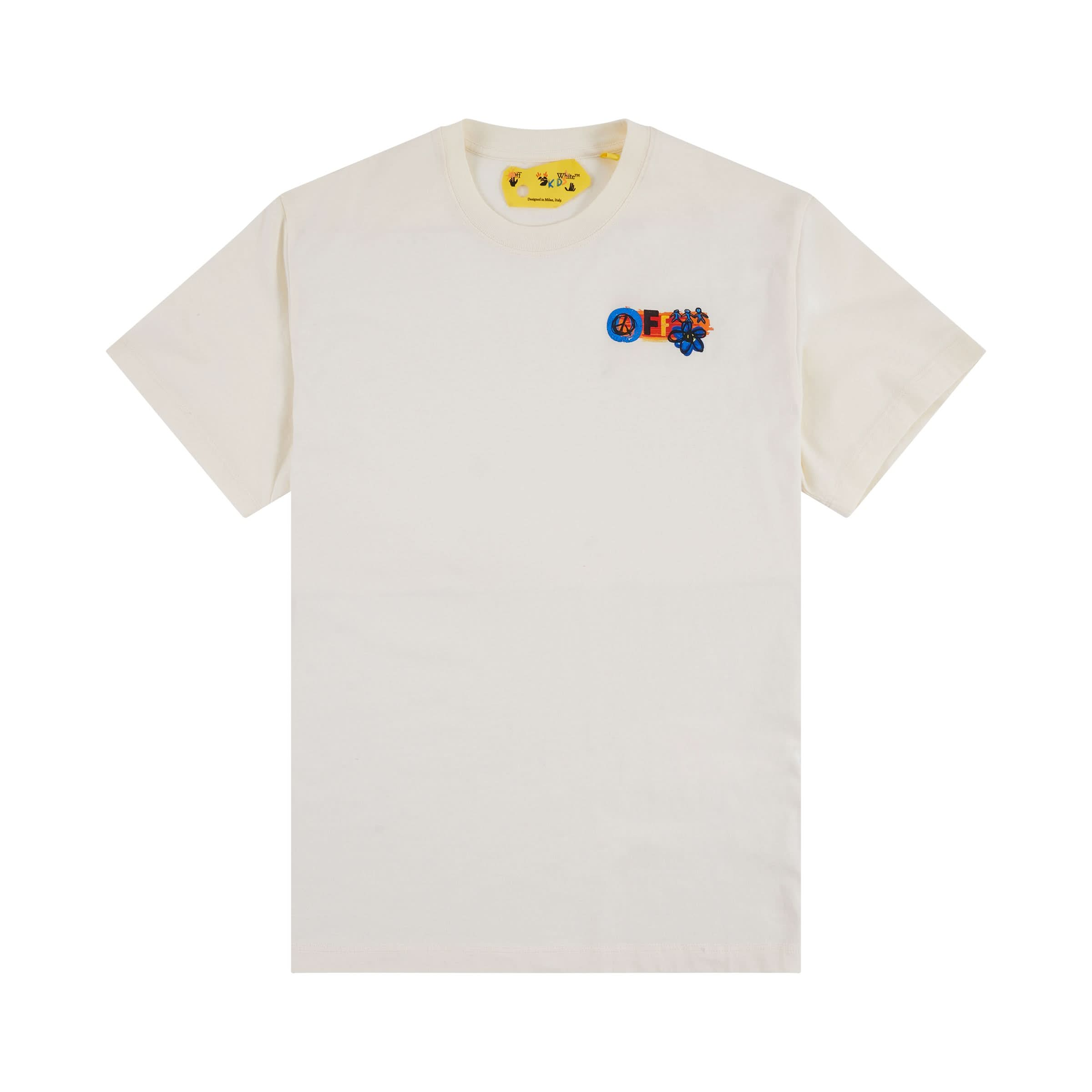 OW Together Short Sleeve T-Shirt in Off White/Orange