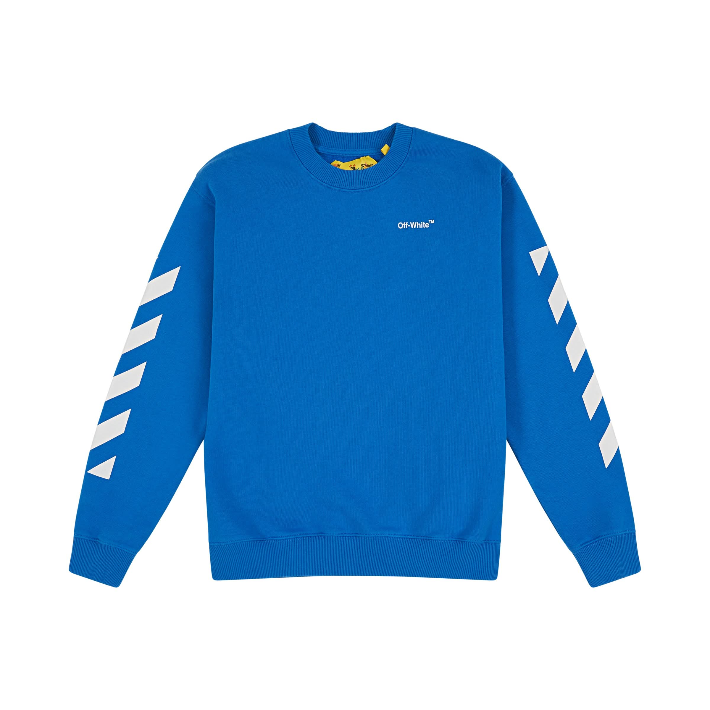 Helvetica Diagonal Crewneck in Blue/White