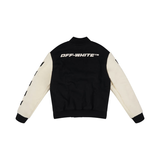 Off-White Bomber Varsity Jacket in Black/White