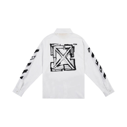 OW Script Popeline Shirt in White/Black