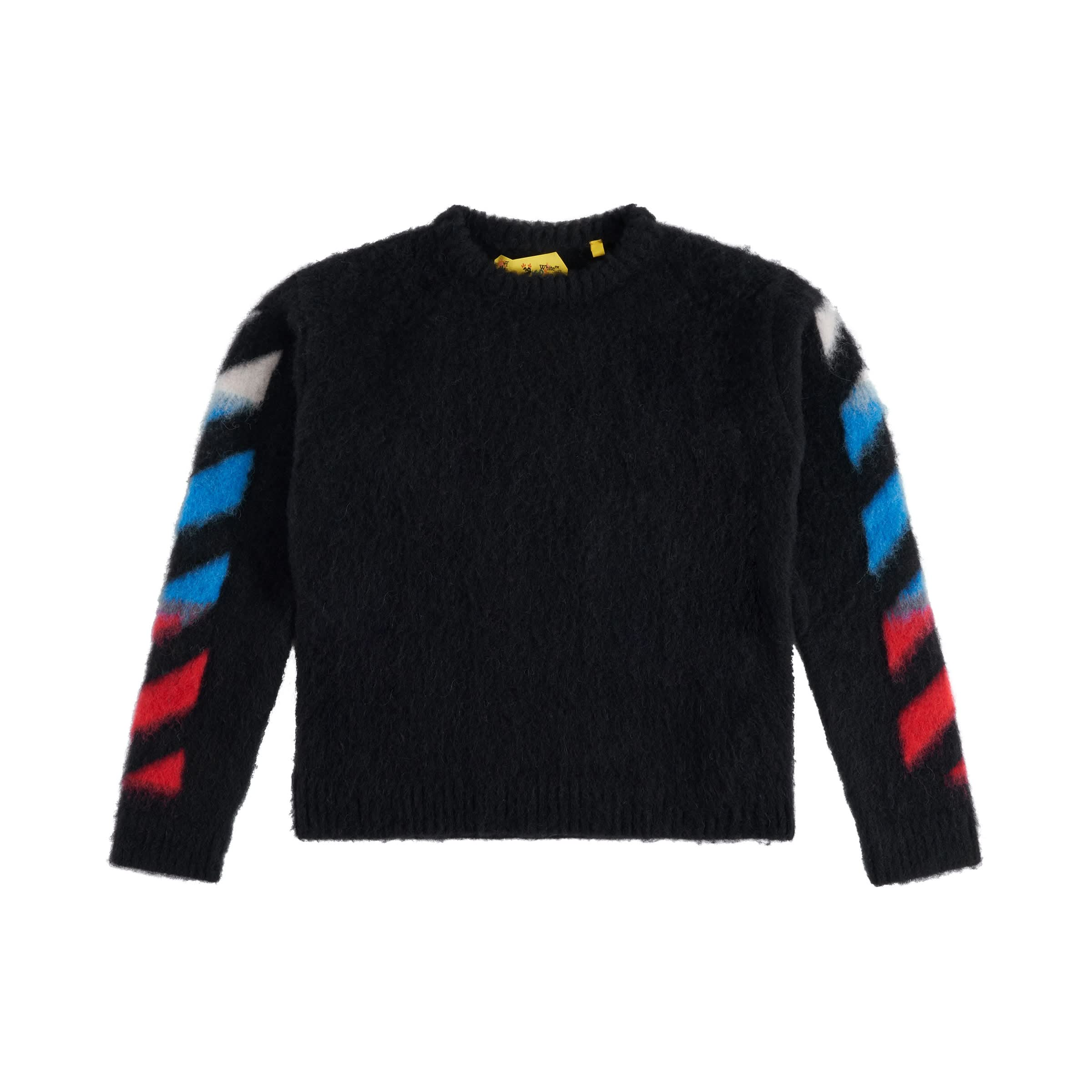 Arrow Mohair Knit Crewneck in Black/Red