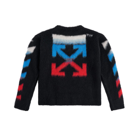 Arrow Mohair Knit Crewneck in Black/Red