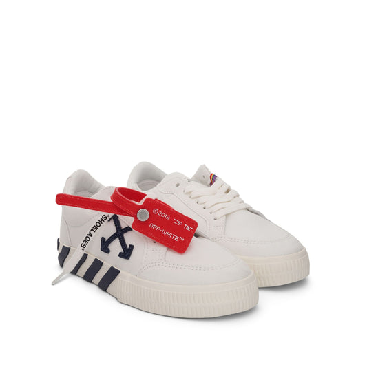 Vulcanized Lace Up Sneakers in White/Navy