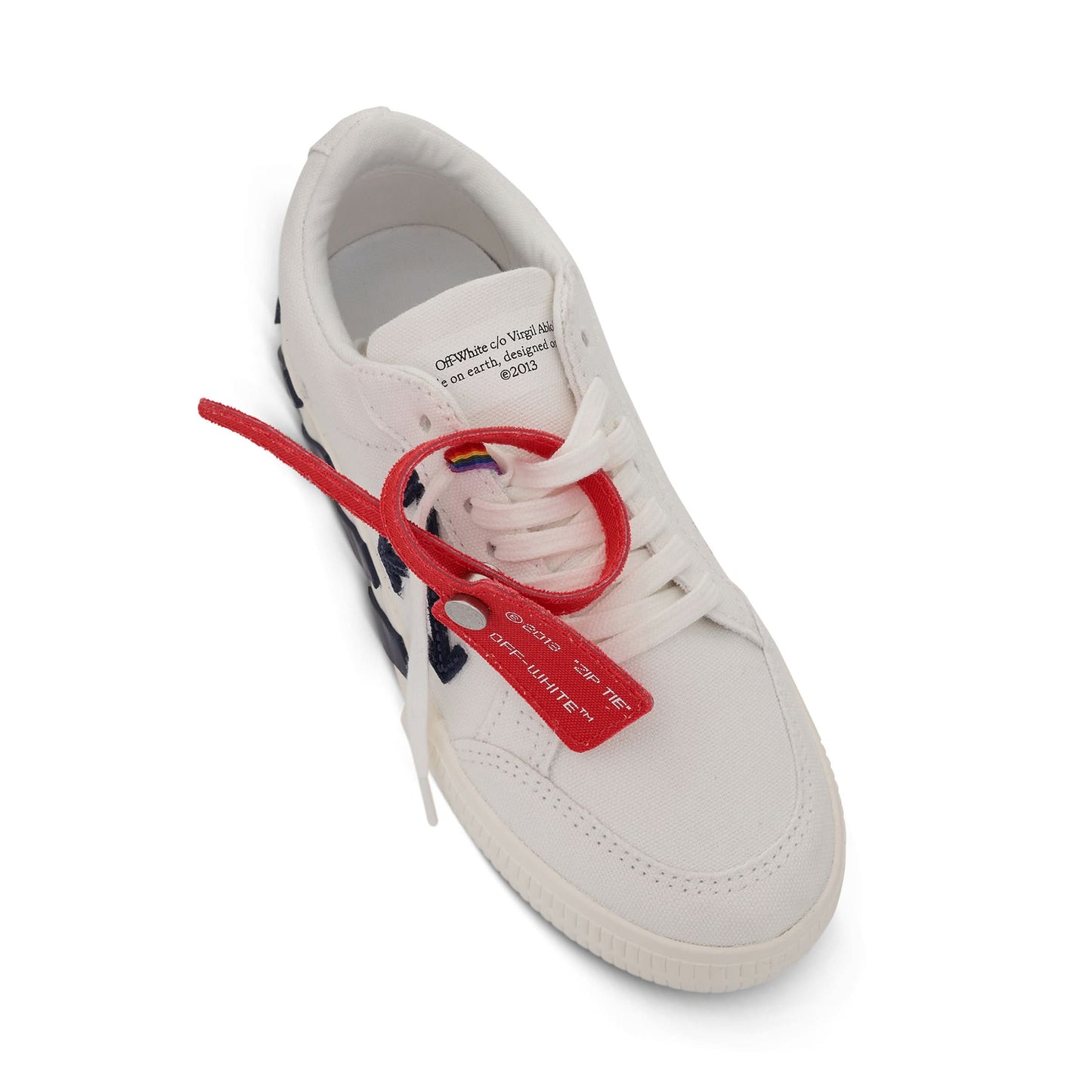 Vulcanized Lace Up Sneakers in White/Navy