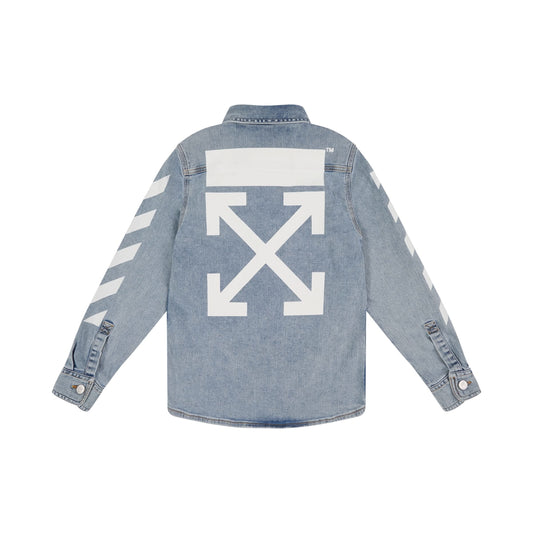 Logo Rubber Arrow Denim Shirt in Light Blue