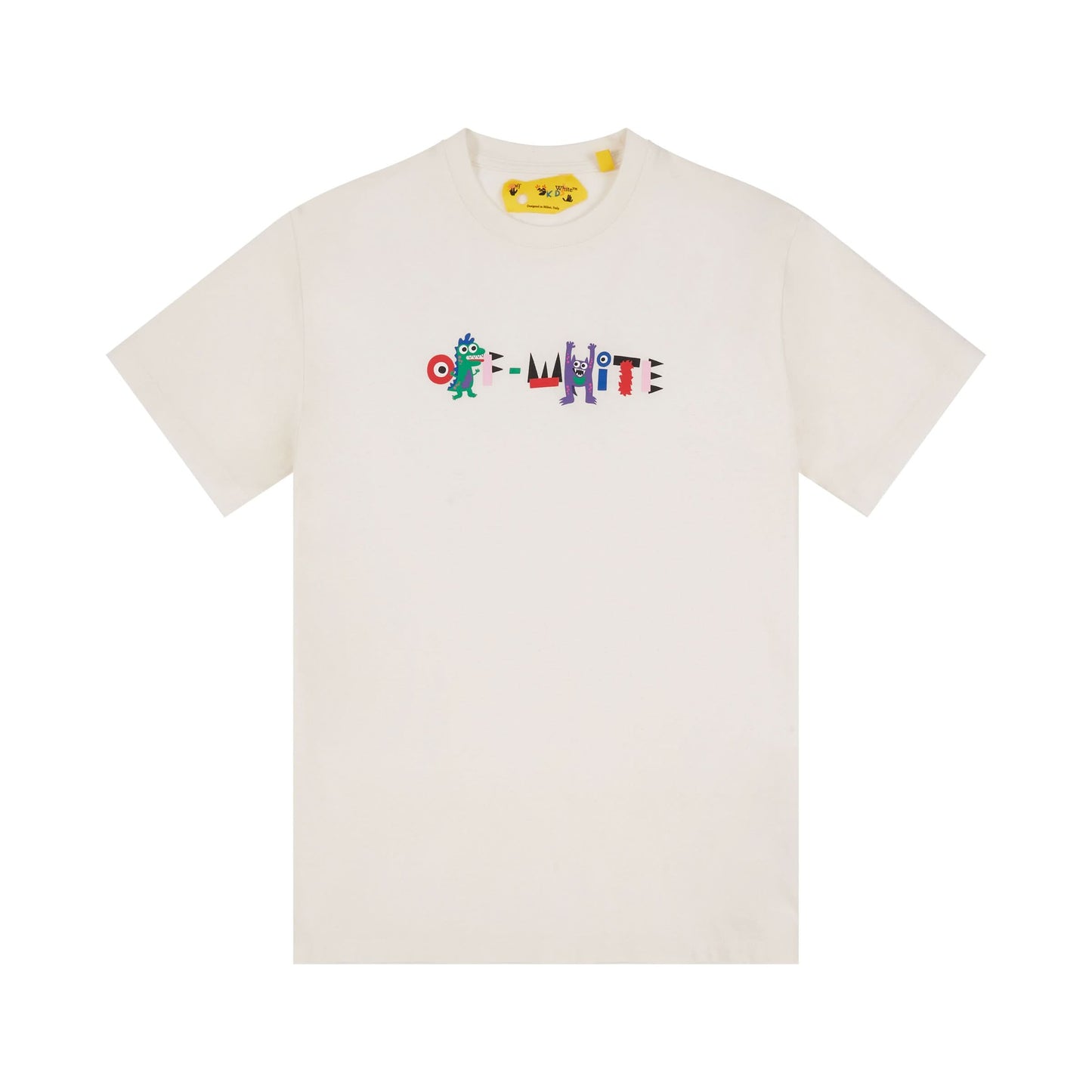 Off-White Monsters Short Sleeve T-Shirt in White/Fuchsia