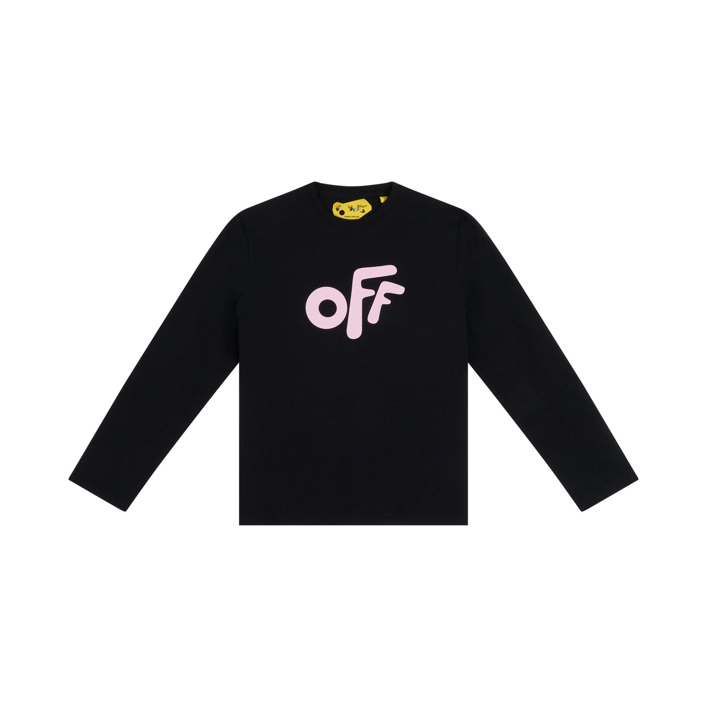 Off Rounded Long Sleeve T-Shirt in Black/Pink