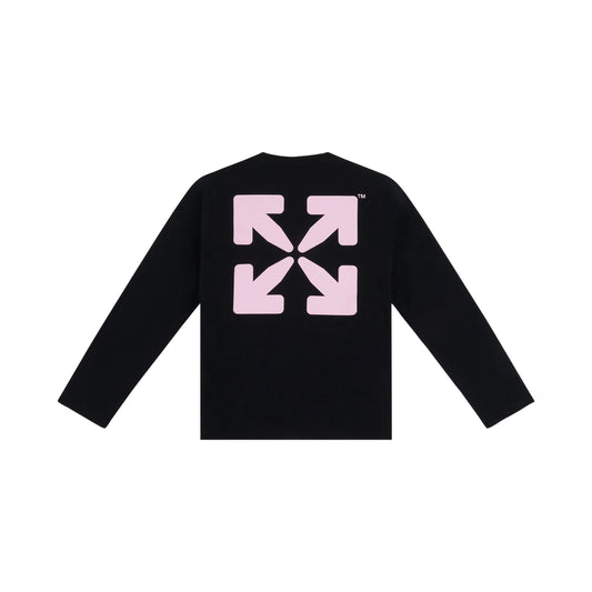 Off Rounded Long Sleeve T-Shirt in Black/Pink