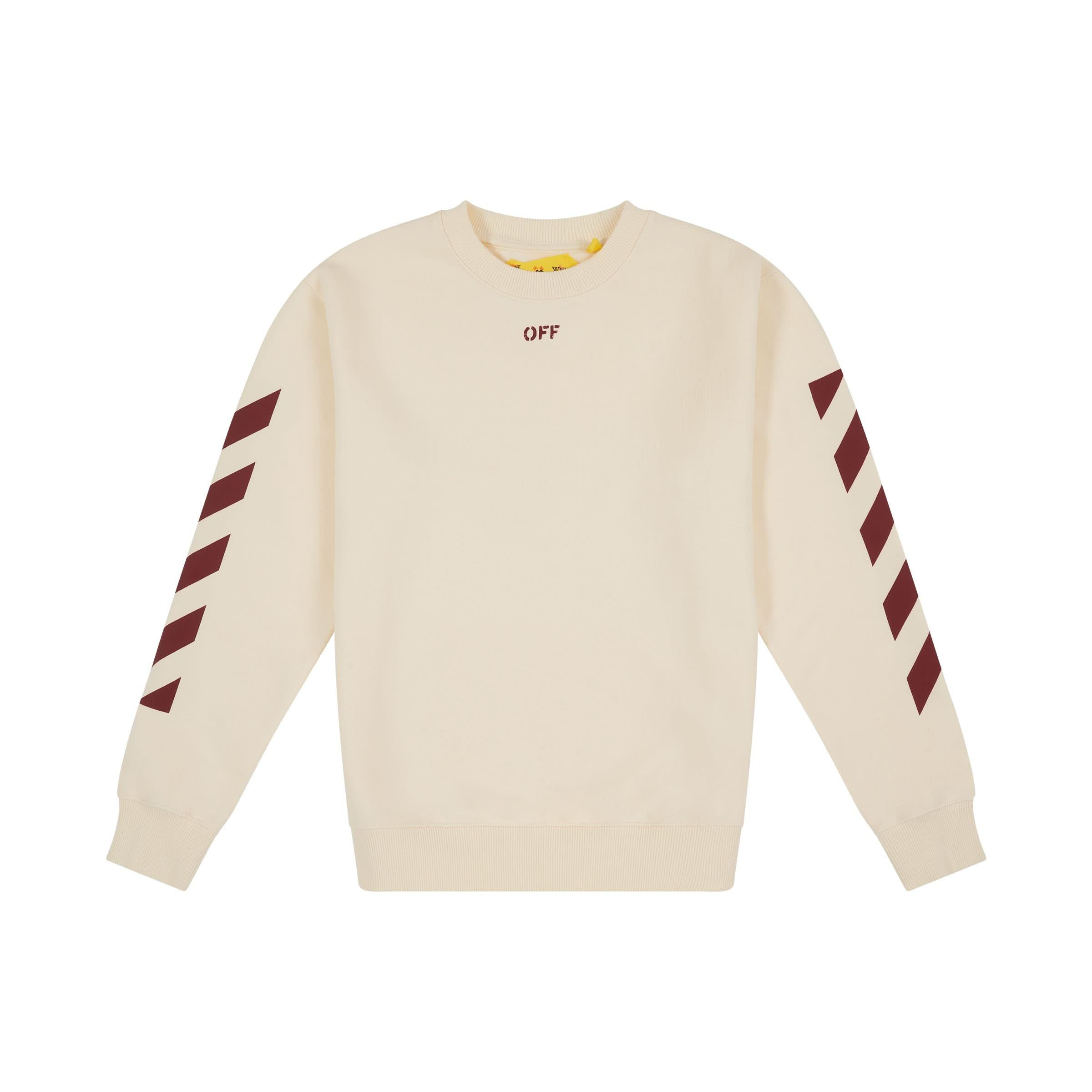 Off Stamp Crewneck in Off White/Burgundy