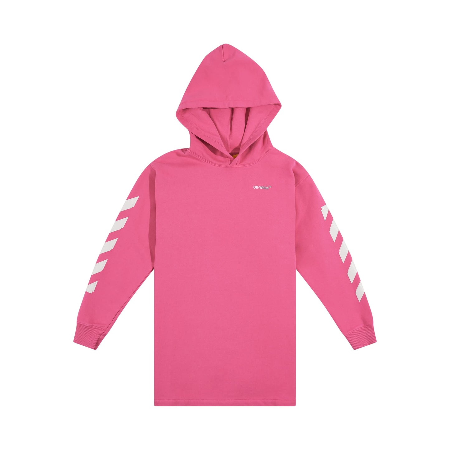 Rubber Arrow Hooded Dress in Fuchsia/White