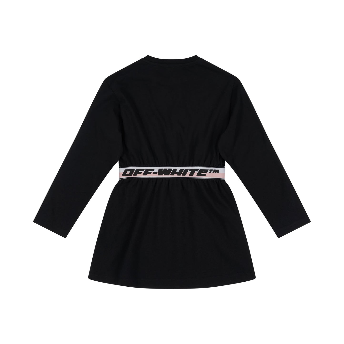 Logo Band Long Sleeve Dress in Black