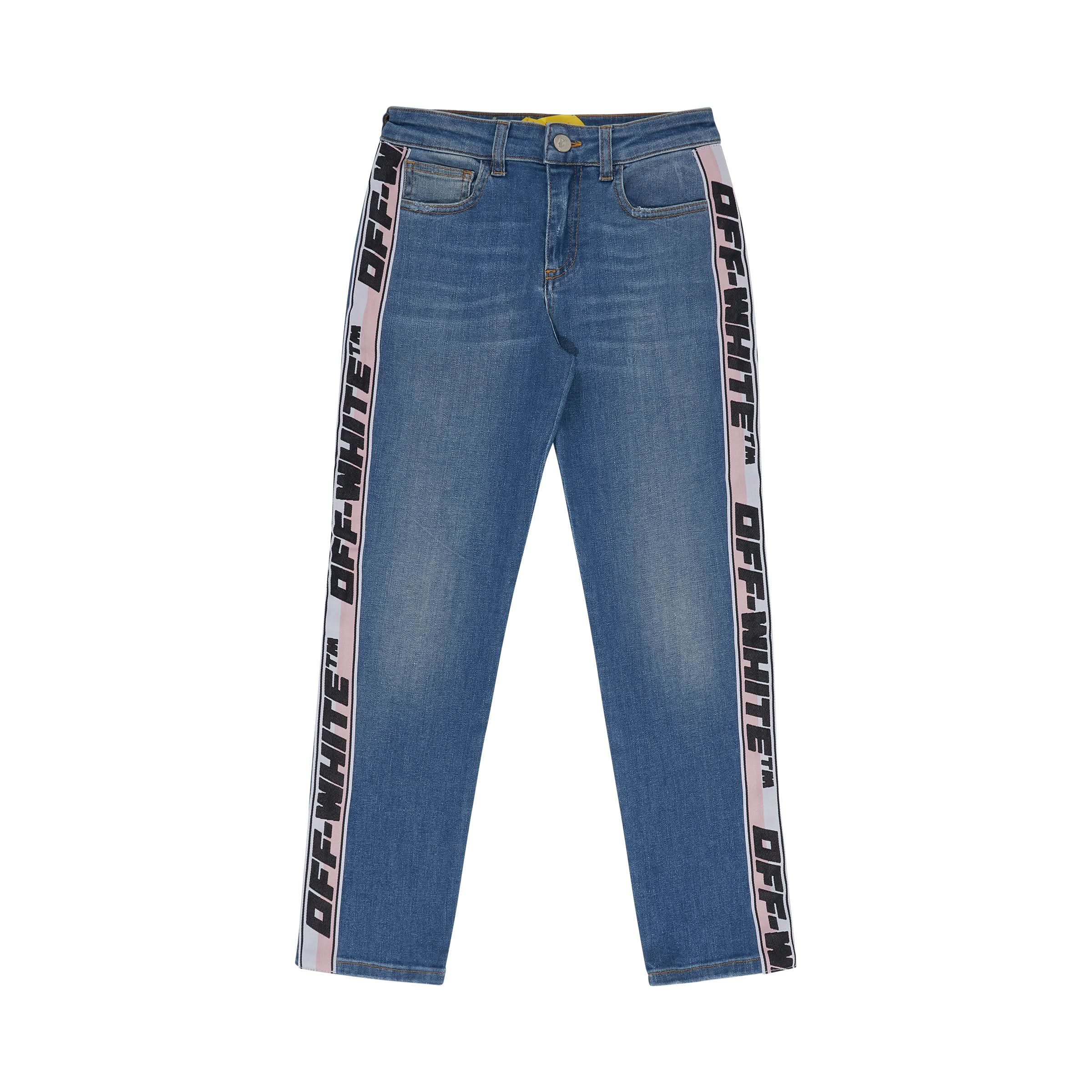 Logo Band Denim Pant in Light Blue/Black