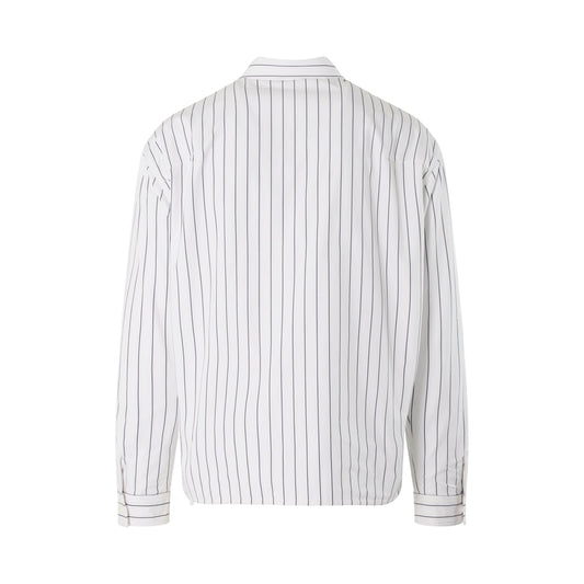 Stripes Padded Oversize Shirt in White