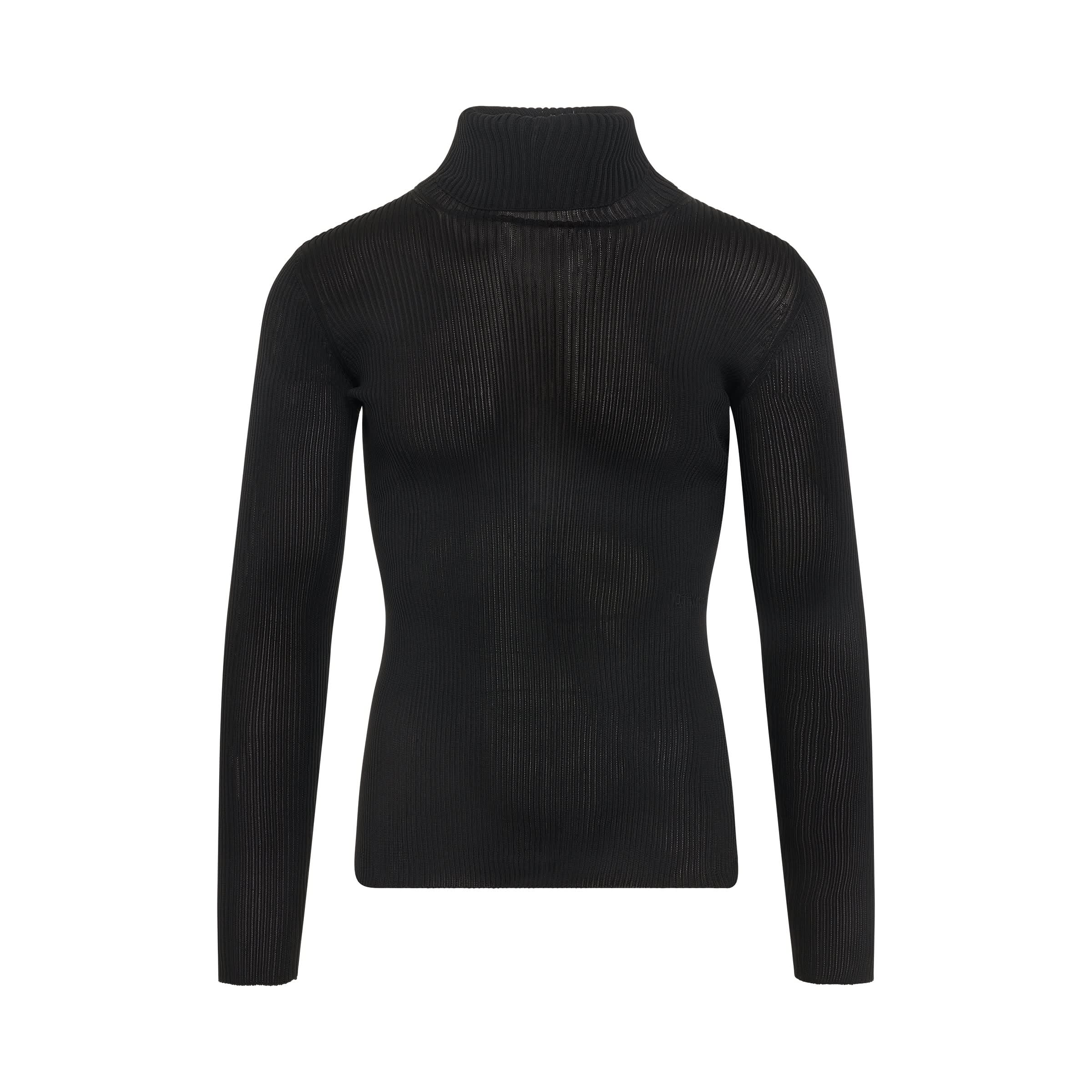 Helvetica Fine Knit Rib Turtleneck in Black