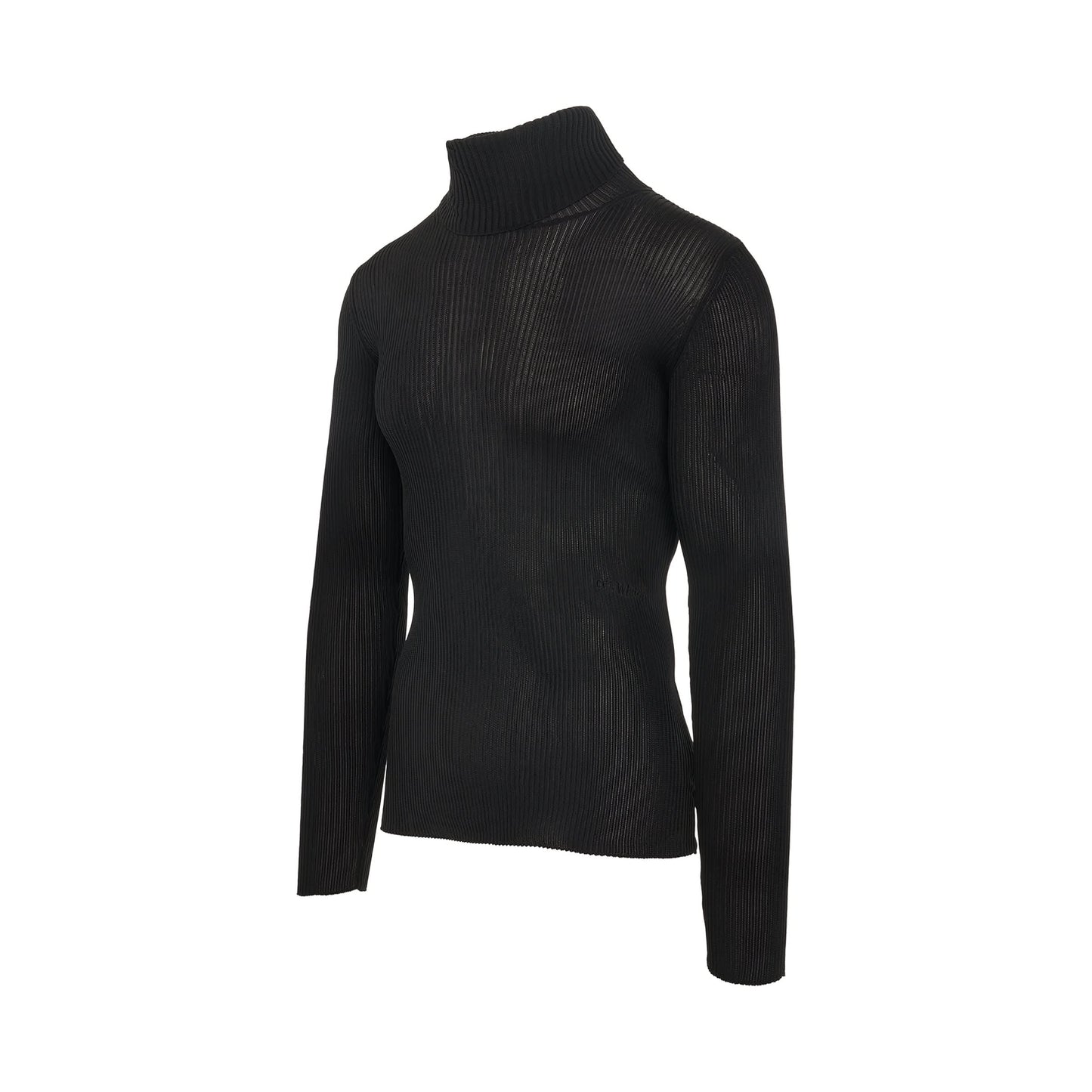 Helvetica Fine Knit Rib Turtleneck in Black