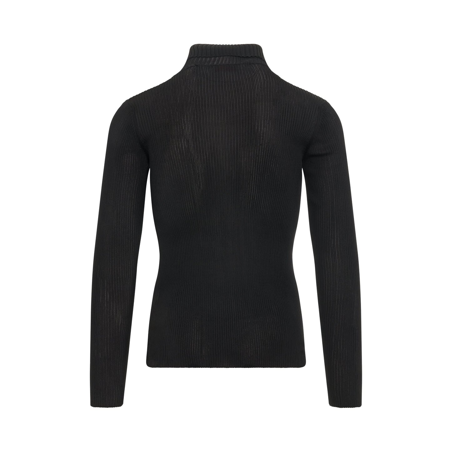 Helvetica Fine Knit Rib Turtleneck in Black