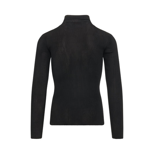 Helvetica Fine Knit Rib Turtleneck in Black