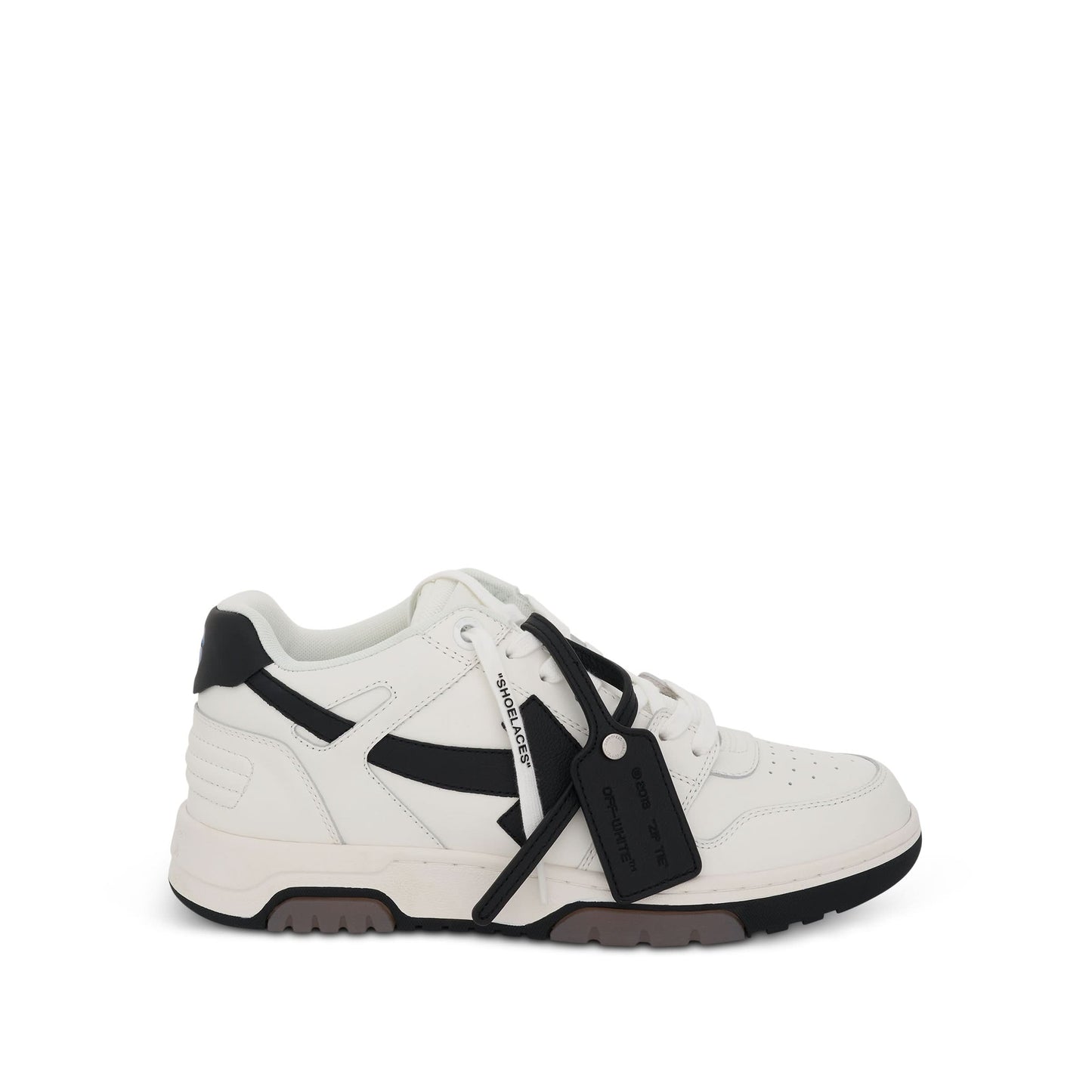 Out Of Office Calf Leather Sneaker in White/Black